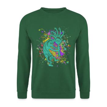 Native Americans Kokopelli - Colorfully Splashes 2 - Unisex Sweatshirt - green - Front