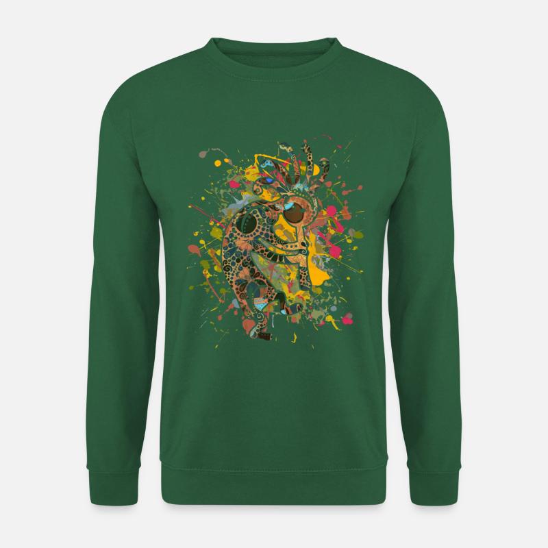 Native Americans Kokopelli - Colorfully Splashes 4 - Unisex Pullover - Grün