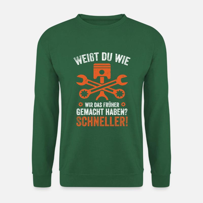 Früher schneller Schrauber | Handwerk humorvoll - Unisex Pullover - Grün