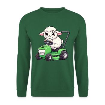 Drôle de mouton tondeuse à gazon agriculteur herbe d’agneau - Sweat-shirt Unisexe - vert foncé - Devant