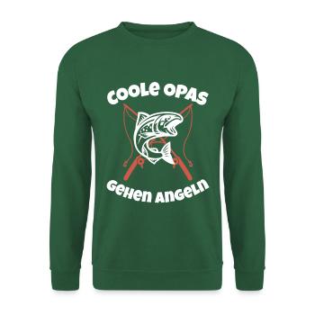 Coole Opas gehen angeln Angler Opa Angelrute Fisch - Unisex Pullover - Grün - Vorne