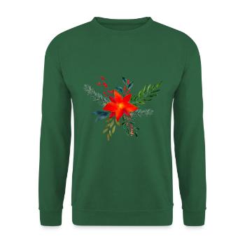 Poinsettia aquarelle Noël Bouquet de fleurs - Sweat-shirt Unisexe - vert foncé - Devant