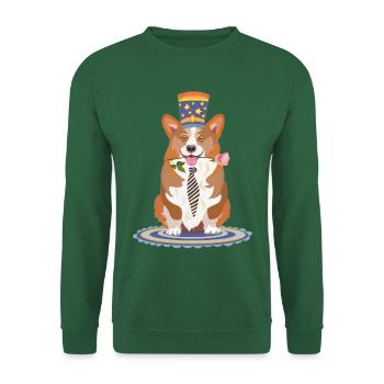 welsch gorgi avec rose - Sweat-shirt Unisexe - vert foncé - Devant