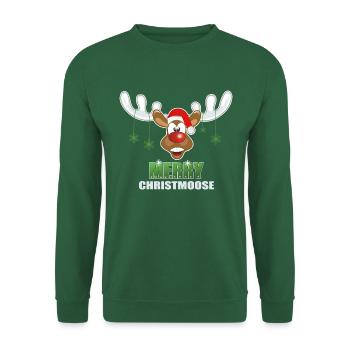 WEihnachten Rentier Elch Merry Christmoose - Unisex Pullover - Grün - Vorne