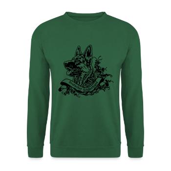 German Shepherd on Retro Banner No. 2 - Unisex Sweatshirt - green - Front