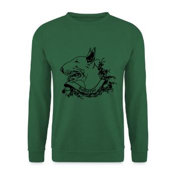 Bullterrier an Retro Banner - Unisex Pullover - Grün - Vorne