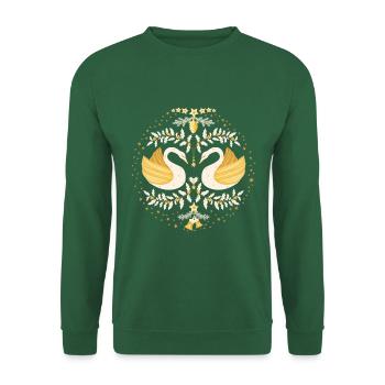 Cygnes de la galaxie de Noël - Sweat-shirt Unisexe - vert foncé - Devant