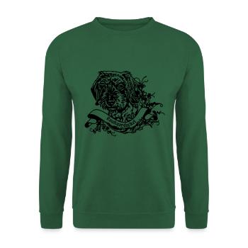 Rauhaardackel an Retro Banner - Unisex Pullover - Grün - Vorne