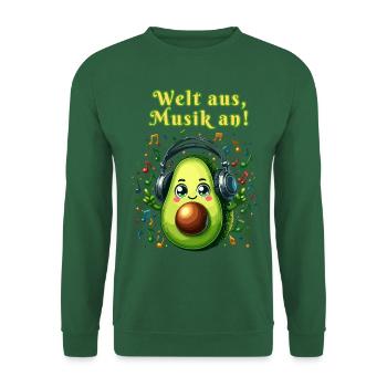 Avocado hört Musik mit Spruch - Unisex Pullover - Grün - Vorne
