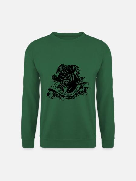 Staffordshire Terrier with floral retro banner 2 - Unisex Sweatshirt - green