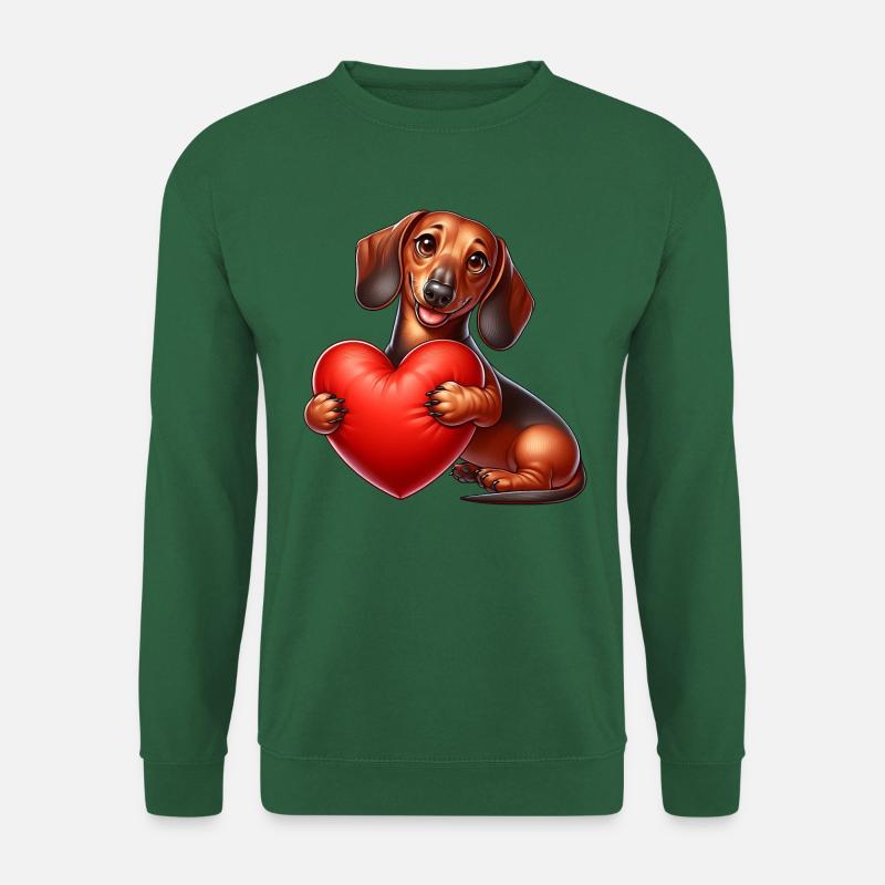 Teckel chiot dessin animé - Sweat-shirt Unisexe - vert foncé