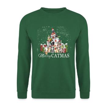 Merry Catmas - Joyeux Noël avec les chats - Sweat-shirt Unisexe - vert foncé - Devant