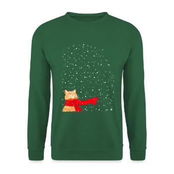Schneekatze getigert - Unisex Pullover - Grün - Vorne