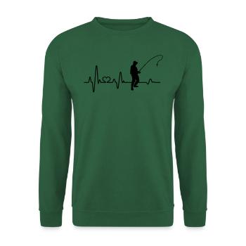 Herzschlag Angler Angelrute angeln Geschenkidee - Unisex Pullover - Grün - Vorne
