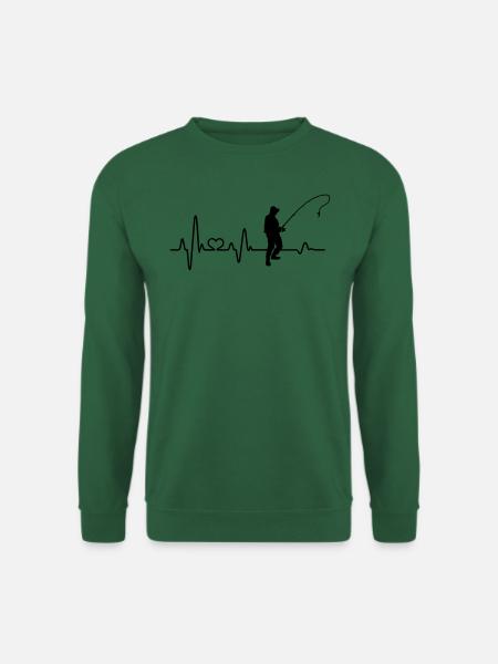 Herzschlag Angler Angelrute angeln Geschenkidee - Unisex Pullover - Grün