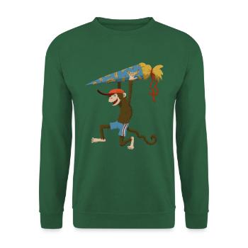 Affe mit Schultüte - Unisex Pullover - Grün - Vorne