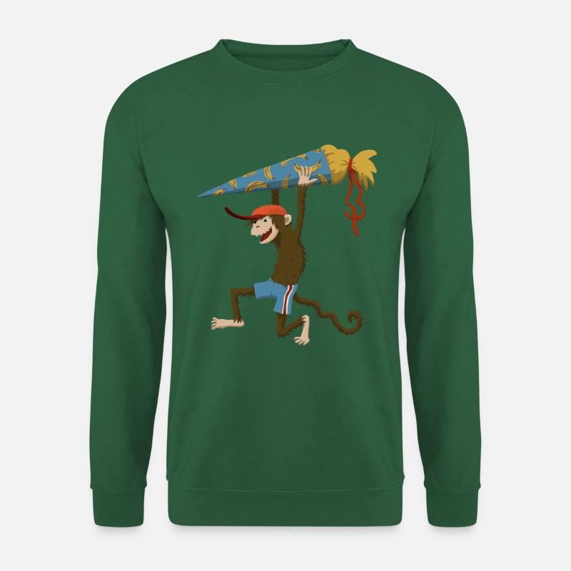 Monkey with school cone - Unisex Sweatshirt - green