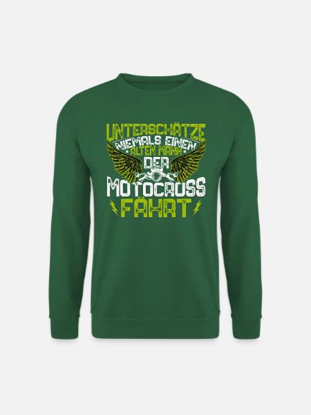 Unterschätze niemals einen alten Mann der Motoc... - Unisex Pullover - Grün