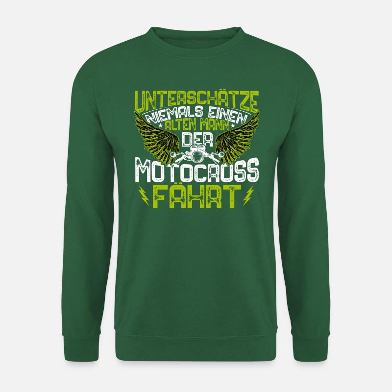 Unterschätze niemals einen alten Mann der Motoc... - Unisex Pullover - Grün
