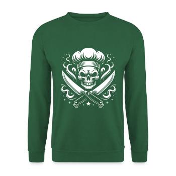 Crâne avec toque et couteaux de cuisine croisés - Sweat-shirt Unisexe - vert foncé - Devant