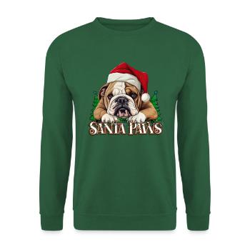 Santa Paws Funny Christmas English Bulldog - Unisex Sweatshirt - green - Front