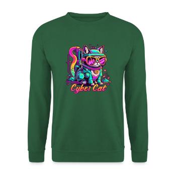 YANACAT Comic Cyberpunk Cybercat Scifi Cat - Unisex Sweatshirt - green - Front