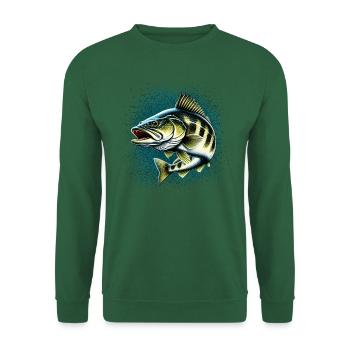 Zander Pêche Pêche Poissons Prédateurs Pêche - Sweat-shirt Unisexe - vert foncé - Devant