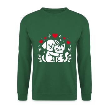 Friendship Dog and Cat Friends Forever - Unisex Sweatshirt - green - Front