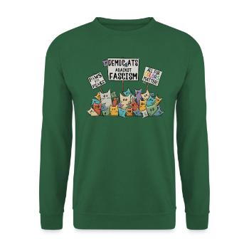 Demokratische Katzen gegen Faschismus für Vielfalt - Unisex Pullover - Grün - Vorne