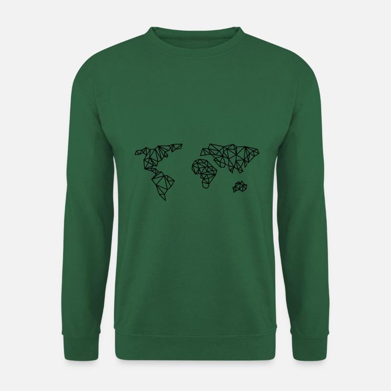 Weltkarte Geometrisch Linie - Unisex Pullover - Grün