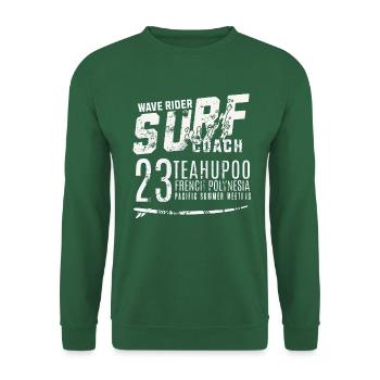 Surf coach wave rider Teahupoo Tahiti - Sweat-shirt Unisexe - vert foncé - Devant