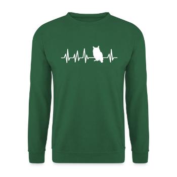 Eule Herzschlag Eulenliebhaber Geschenkidee Kauz - Unisex Pullover - Grün - Vorne