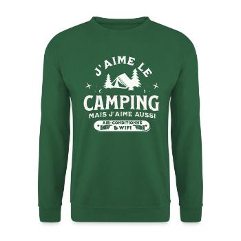 J aime le camping mais j aime aussi la WIFI - Sweat-shirt Unisexe - vert foncé - Devant