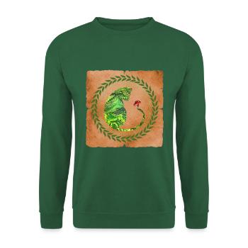 katze mit pilz e 35 - Unisex Pullover - Grün - Vorne