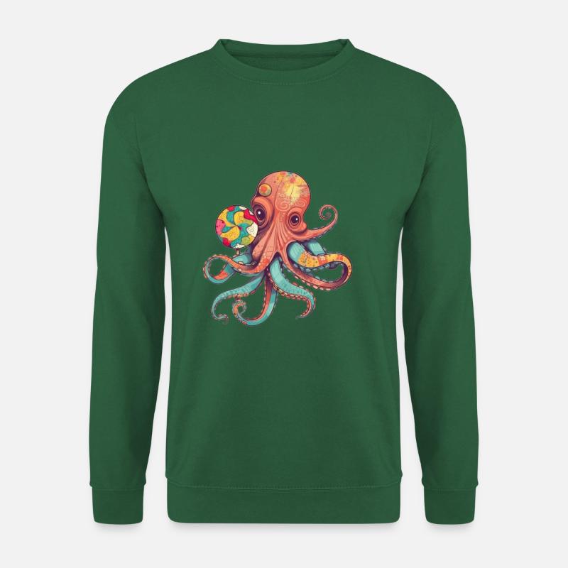 Funny Comic Octopus with Lollipop - Unisex Sweatshirt - green
