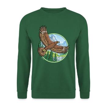 Adler vor Bergen - Unisex Pullover - Grün - Vorne