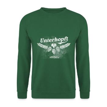 Unterhopft Distressed Motiv für Craft Bier Fans - Unisex Pullover - Grün - Vorne