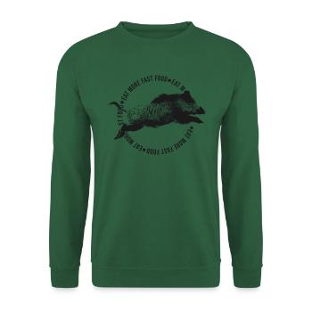 drôle de chasse motif sanglier eat more fast food - Sweat-shirt Unisexe - vert foncé - Devant