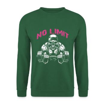 No Limit Workout Bodybuilding Skull with Dumbbell - Unisex Sweatshirt - green - Front