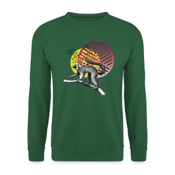 Lemur mit aufgehender Sonne - Unisex Pullover - Grün - Vorne