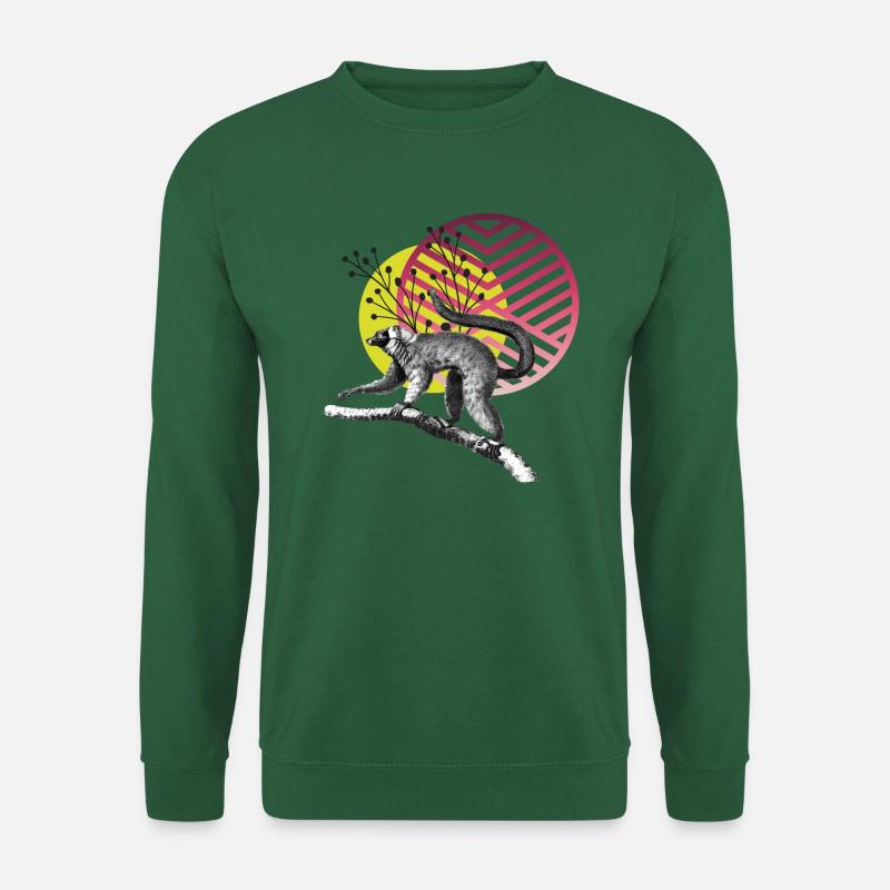 Lemur with rising sun - Unisex Sweatshirt - green