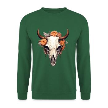 Stier Toten Schädel im Boho Style - Unisex Pullover - Grün - Vorne