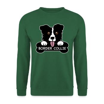 Border collie et os - Sweat-shirt Unisexe - vert foncé - Devant