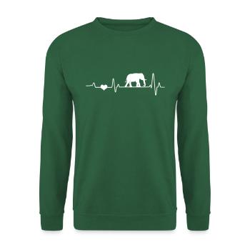 Elefant Herzschlag Elefanten EKG Afrika Fan Safari - Unisex Pullover - Grün - Vorne