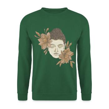 Bouddha avec des fleurs - Sweat-shirt Unisexe - vert foncé - Devant