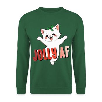 Cat xmas jolly AF christmas christmas cat fun - Unisex Sweatshirt - green - Front
