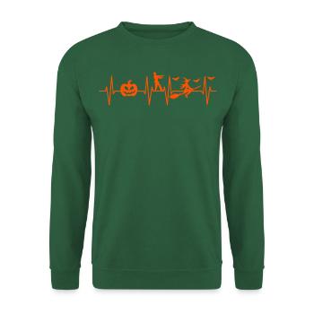 Halloween heartbeat pumpkin witch - Unisex Sweatshirt - green - Front
