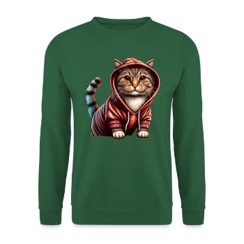 Chaton mignon portant un sweat à capuche - Sweat-shirt Unisexe - vert foncé - Devant