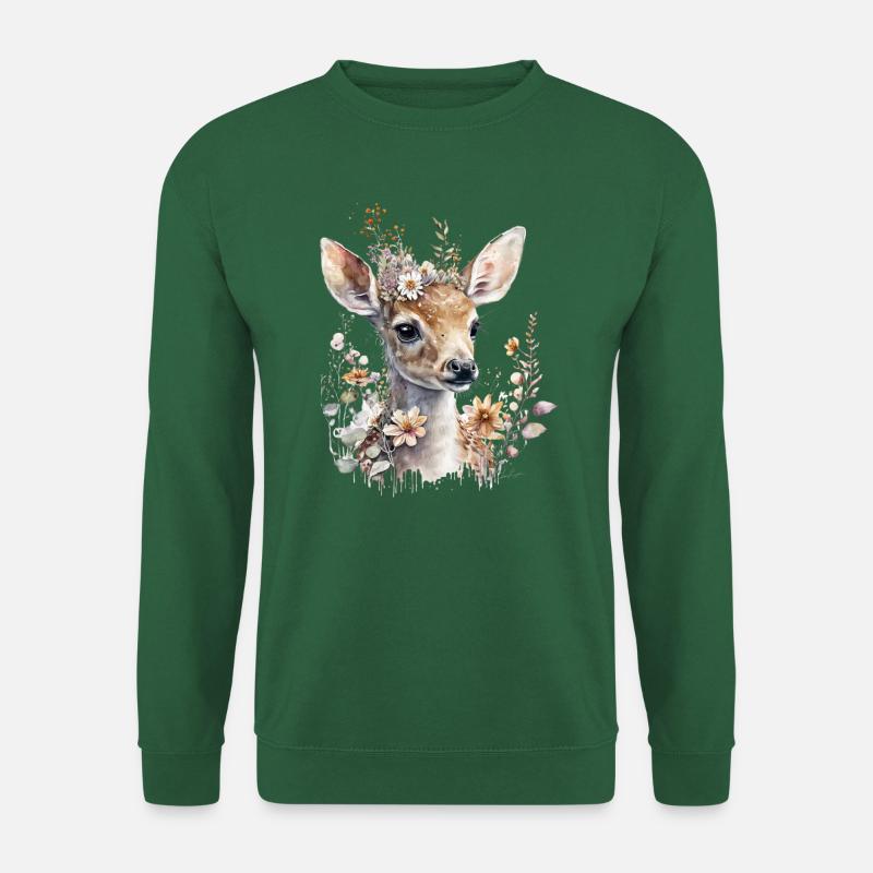 Deer with flowers - Unisex Sweatshirt - green