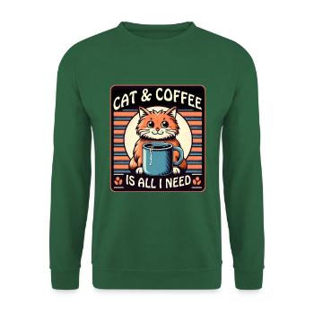 Le chat et le café sont tout ce dont j’ai besoin - Sweat-shirt Unisexe - vert foncé - Devant